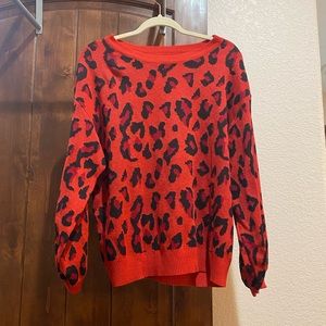 NWOT Red Leopard Sweater